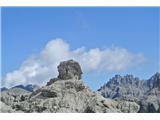 Cima Toro (2.355 m), Furlanski Dolomiti Za hrbtom me pozdravi »Bikova glava«.