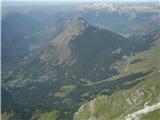 Krasji vrh ter lepo vidna cesta iz Drežniških Raven do Pl. Zapleč