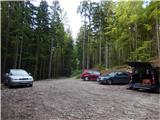 parkirišče na koncu gozdne ceste iz Martuljka