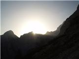 Na melišču nad Češko kočo mi sonce vzide nad Ledinskim vrhom