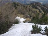 Planina Korošica po lovski,Košutica od Hajnževoga sedla do koče na starem Ljubelju Kar precej snega sem danes pregazil. Nikjer ni bil pomrznen, še celo na grebenu ne.