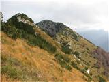 Monte Flop in kota 1792 proti vrhu