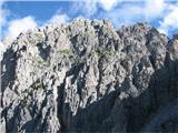 Piccolo Siera (2430 m) razbrazdano vzhodno ostenje Monte Siere na katero sva se povzpela lani