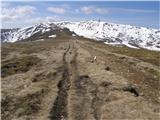 Golica / Koralpe (2140m) Pot sestopa, zadaj najvišji vrh Golice.