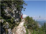 Prednje Robičje 1941m Pot, ki nas vodi do Slemenove špice.