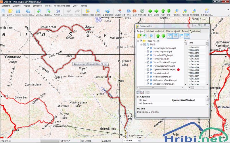 214 GPS sledi portala hribi.net v Quo projektu