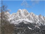 Pogorje Monte Tiarfin Monte Brentoni, južna stena je lažja od zahodnega pristopa