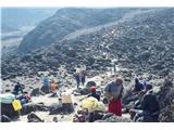 Kilimanjaro, 5895 m Tretji dan se povzpnemo na prelaz na višini 4600 m zaradi aklimatizacije. Veliko število nosačev je stalnica