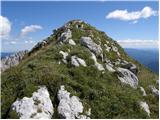 Planina Kuninja - Srednji vrh (nad jezerom v Lužnici)