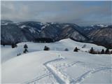 Vrhovčev grič in desno Škofje