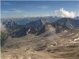 Zugspitze Pogled iz zaključnega grebena na nemško stran.