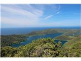 Mljet, Montokuc proti Pomeni in kocncu otoka, pa jezera seveda