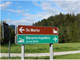 odcep iz glavne ceste v Brišah za cerkvico sv. Martina