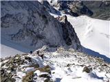 Piz Bernina po ferati proti ledeniku