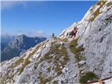 Monte Avanza in Monte Chiadenis po mulatieri pod Chiadenis, v ozadju levo lepo vidna vitka Terza Grande in čokati Monte Lastroni,