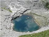 Po dobrih petih urah prvi sončni žarki in pogled na Jezero pod Vršacem