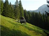 prihod na Pl. Grintovico, se zgoraj malo vidi naš Očak