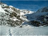 Planina Koren je lepo zasnežena, sneg pa trd in se ne predira