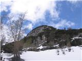 Lipanski vrh-na tem snežišču na čistini pod goro se je moja pot končala.