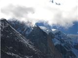 Tista snežna kopa zadaj naj bi bil Mont Blanc. Vsekakor se iz francoske strani vidi bolje(bil pred leti v Chamonixu)