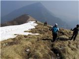 Monte Cuar Povratek na izhodišče, v ozadju Monte Covria 1160m