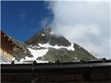 Stettiner hutte (Rifugio Petrarca) - Grafspitze (3147) Pristop na Hohe Wilde poteka po desni strmi grapi, nato levo v skalovje