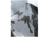 Stettiner hutte (Rifugio Petrarca) - Grafspitze (3147) Z vzponom na Hohe Weisse so se matrali po sledeh sodeč že takrat v trdem (novi sneg), sedaj v južnem neizvedljiv