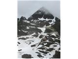 Stettiner hutte (Rifugio Petrarca) - Grafspitze (3147) Plaz je prišel po žlebu in zaradi obsega zaobjel pol hiše