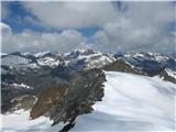 Zwickauer Hutte (Planfernerhutte, Rif.Plan) - Hinterer Seelenkogel (Cima delle Anime) (3489) Wildspitze 3772m v sredini