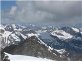 Zwickauer Hutte (Planfernerhutte, Rif.Plan) - Hinterer Seelenkogel (Cima delle Anime) (3489) V sredini Watzespitze 3533m III-IV st. pl. in desno Verpeilspitze 3423m insert II pl.