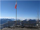 Zwickauer Hutte (Planfernerhutte, Rif.Plan) - Hinterer Seelenkogel (Cima delle Anime) (3489) Razgledna ploščad, v sredini Seifarspitze 2846m