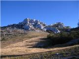 Kuk od Pećica (cca 1265 m), desno zadaj kuk Grabar (1270 m)