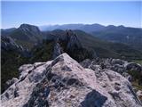 Pogled s vrha Kize, desno dolje Kuk od Pećica, levo zadaj Kuk od Karline plane (1334 m)