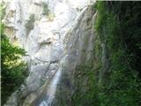 Pot sedmih slapov -Buzet Pride se do naslednjega slapu, ki polzi po skalah navzdol.