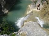 Pot sedmih slapov -Buzet Prek nekakšnih korit  voda pada v globino v tolmun.