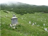 Planina Košutna s leseno kapelico.