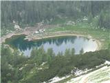 Dvojno jezero.Sedaj je res dvojno- to je desno gledano v smeri koče.