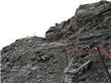 Schareck-3122m in Baumbachspitze-3105m Sedaj pa na drugi tritisočak, ki je desno od konca smučarskih končnih postaj.Pristop je celo varovan.