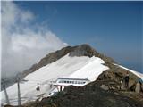 Schareck-3122m in Baumbachspitze-3105m Sedaj pa po tem grebenčku na levo od smučarskih končnih postajališč na prvi tritisočak-Schareck-3122m.