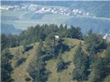  Dol pa po zgornji poti , ki  gre od klopce naravnost v gozd. Kar kmalu  naletimo na neoznačeno pot , ki zavije levo na  Dolgo njivo in naprej na Cjanovco in Srednji vrh.