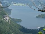 Pogled na Bohinjsko jezero z doma Na Komni.