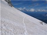 obsežna snežišča na severni strani (italijanska pot)