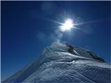 Veliki Draški vrh, Ablanca in Viševnik, 14. 03. 2014 Levo mimo še trdih opasti