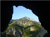 Košuta skozi okno v Bornovem tunelu