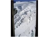 Pogled na ledenik kozi okno iz WC-ja koče Gnifetti