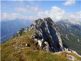 Monte Tinisa ( Monte Pascul ) - 2120m Pot gre  večinoma po južni, včasih po severni strani