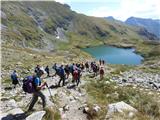 Moldeveanu-2544m -najvišja gora Romunije Pridemo do prvega jezera k naši hoji do koče.