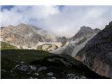 Piz Ciaval (Monte Cavallo) - 2912 m Niti sanjalo se nama ni, v kaj se podajava :) Najin vrh se nahaja proti desni strani, do njega pa vodijo obširnaaa melišča