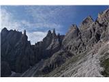 Sextenski Dolomiti - pot *Dolomiti senza confini* Do vstopa v ferato je potrebno predelati še melišča na desni strani fotke