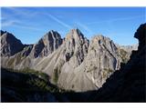 Lienški Dolomiti - gore nad kočo Karlsbader Hütte Pogled na gore, ki jih imamo namen prehoditi naslednji dan … Kleine in Große Gamswiesenspitze